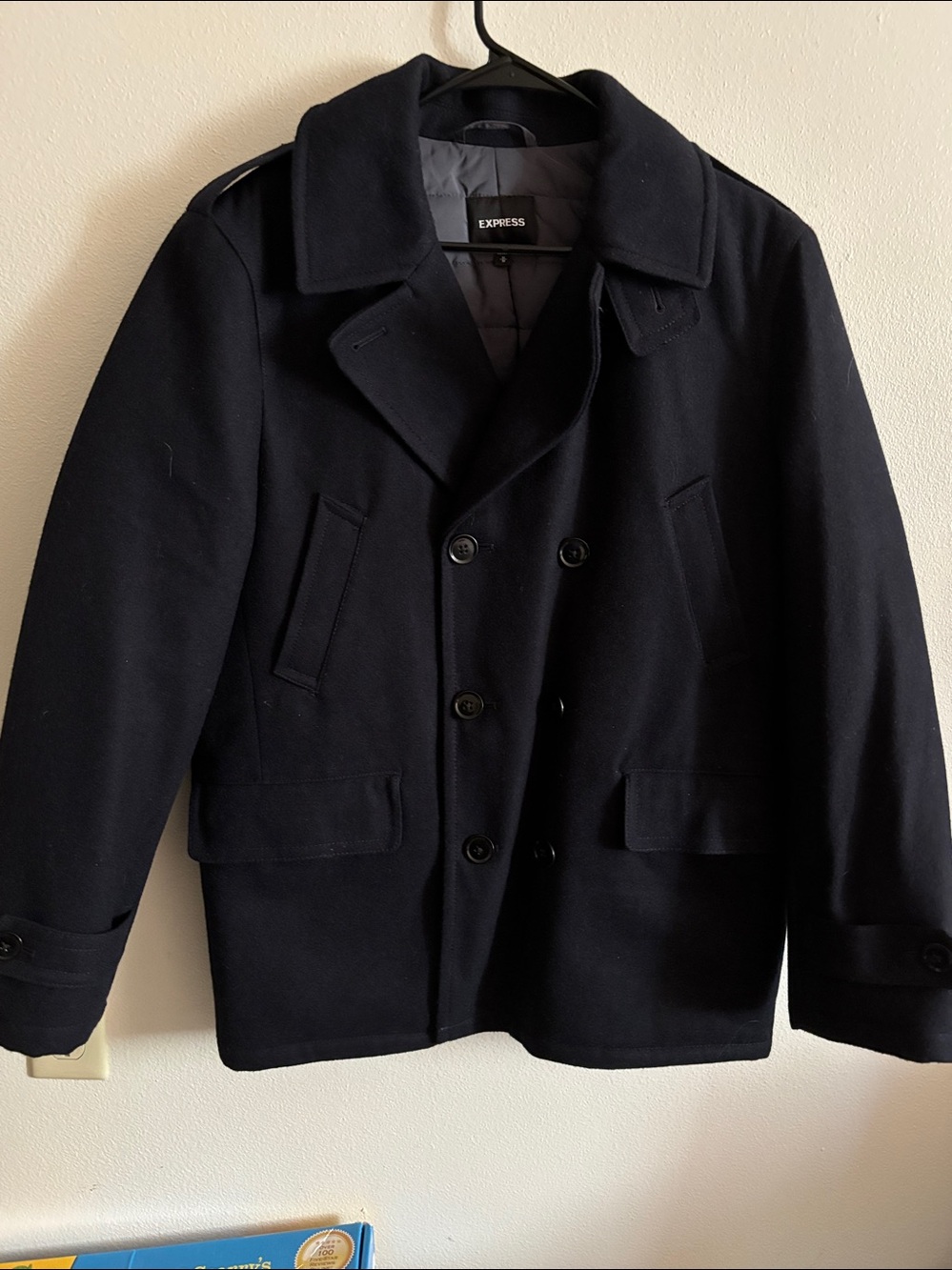 Classic Express Men's Navy Blue M Wool-Blend Double-Breasted Peacoat